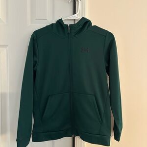 Under Armour Boy’s Size YL Green Fleece Full Zip Hoodie
